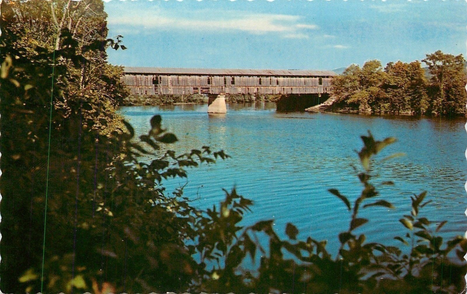 South Lancaster New Hampshire~Mt. Orne Covered Bridge No. 30~River~1960 Postcard