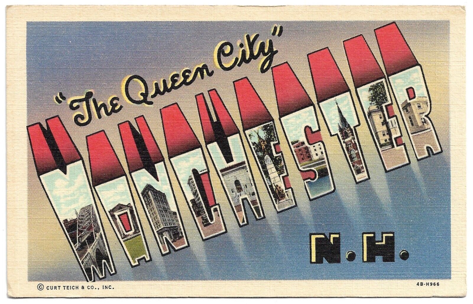 Manchester New Hampshire NH The Queen City Places of Interest Linen Postcard