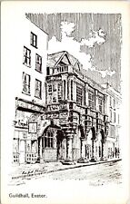 Guildhall Exeter PPL Street View Pencil Sketched Black White Postcard Unused UDB picture