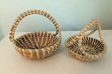 Two Authentic Sweetgrass Baskets Made in South Carolina One Artist Signed  picture