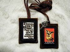 St. Michael The Archangel and Scapular Promise Brown Scapular 100%Wool Handmade  picture