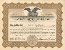 Saxtons River Mills, Inc. - Stock Certificate - General Stocks picture