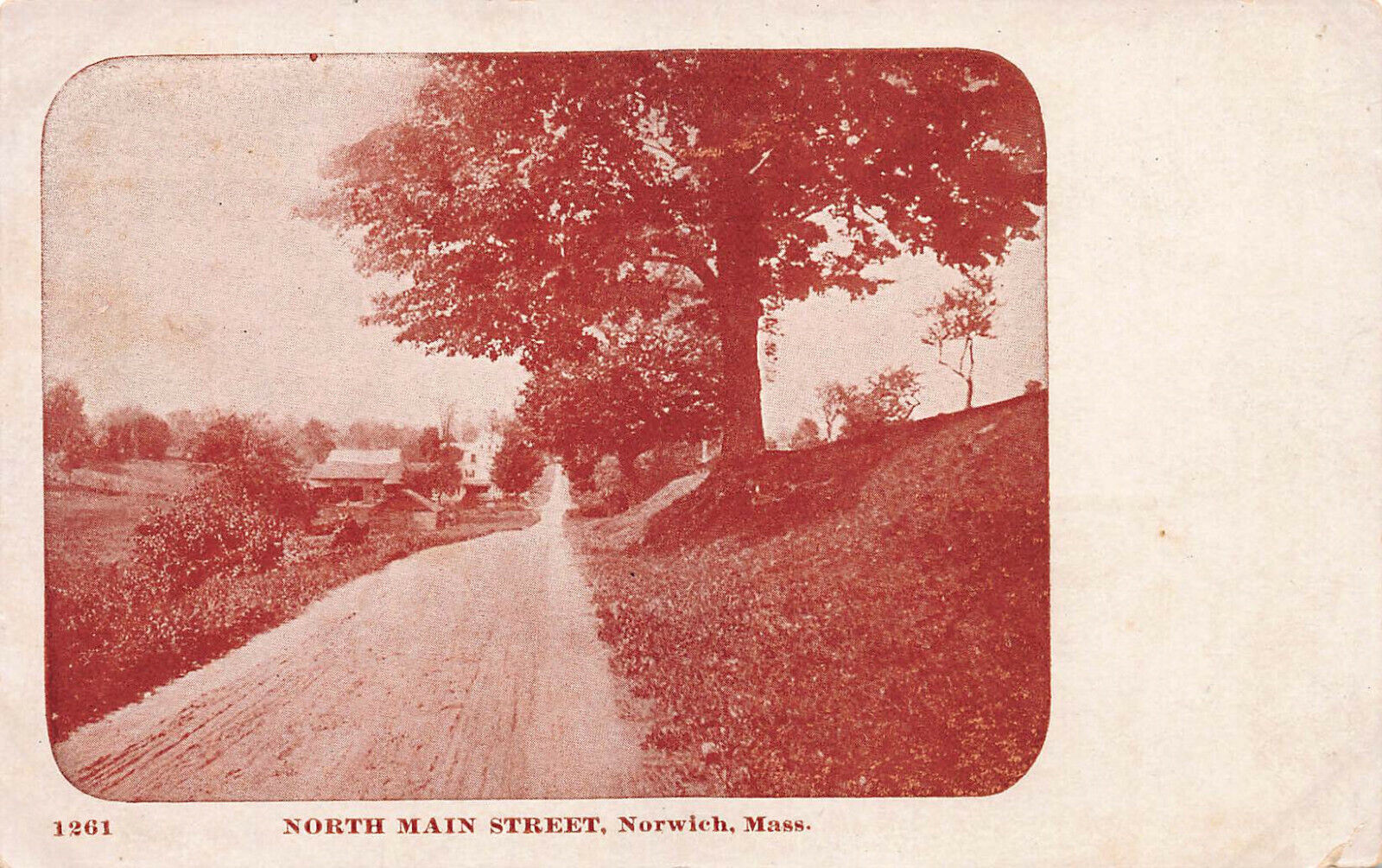 North Main Street, Norwich, Massachusetts, Early Postcard, Unused 
