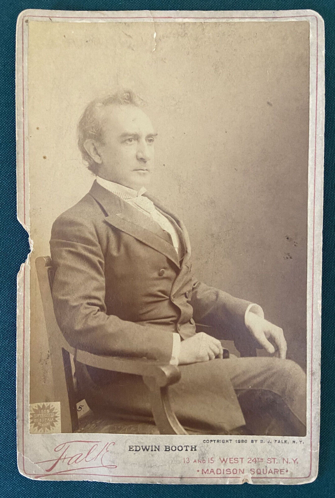 Original Edwin Booth Cabinet Card Photograph Actor, Brother of John Wilkes Booth