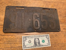 WEST VIRGINIA 1926 LICENSE PLATE 91-653 picture