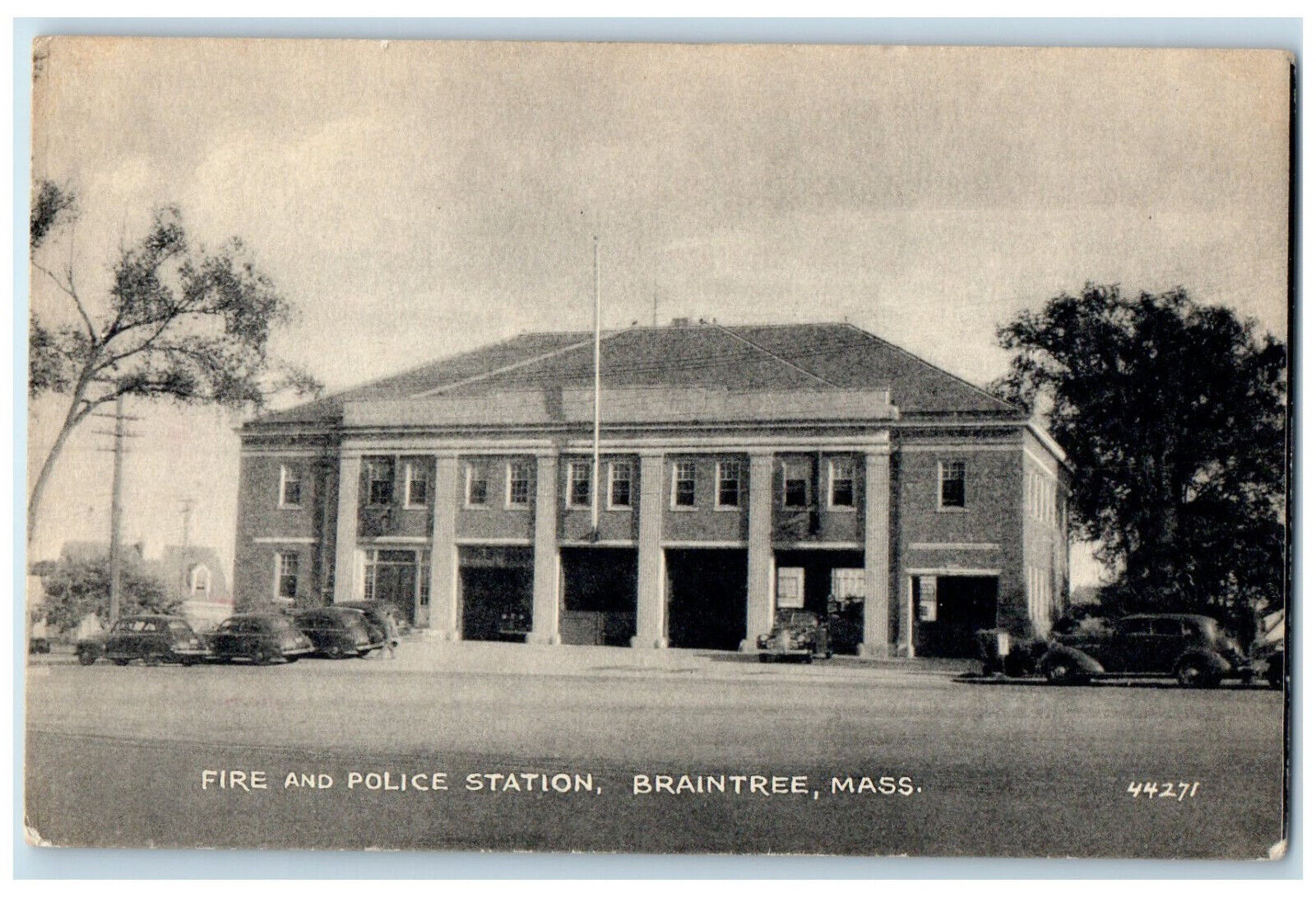 1947 Fire and Police Station Braintree Massachusetts MA Posted Postcard