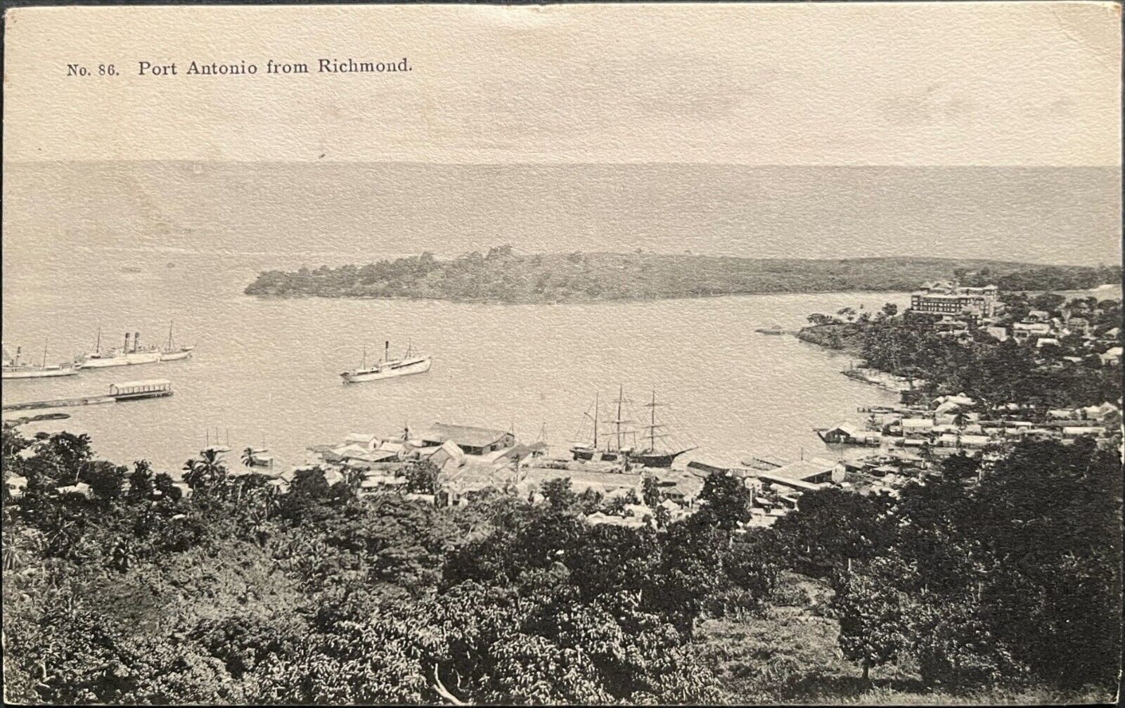 1909 Port Antonio from Richmond Jamaica PC A Duperly & Sons, Kingston