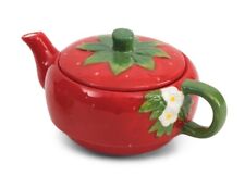 ARLINGTON DESIGNS Red Figural Strawberry With Flower Tea Pot & Cup Set For 1 picture