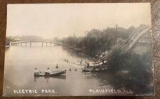 Electric Park DuPage River Slide Boating RPPC Plainfield Illinois Postcard picture
