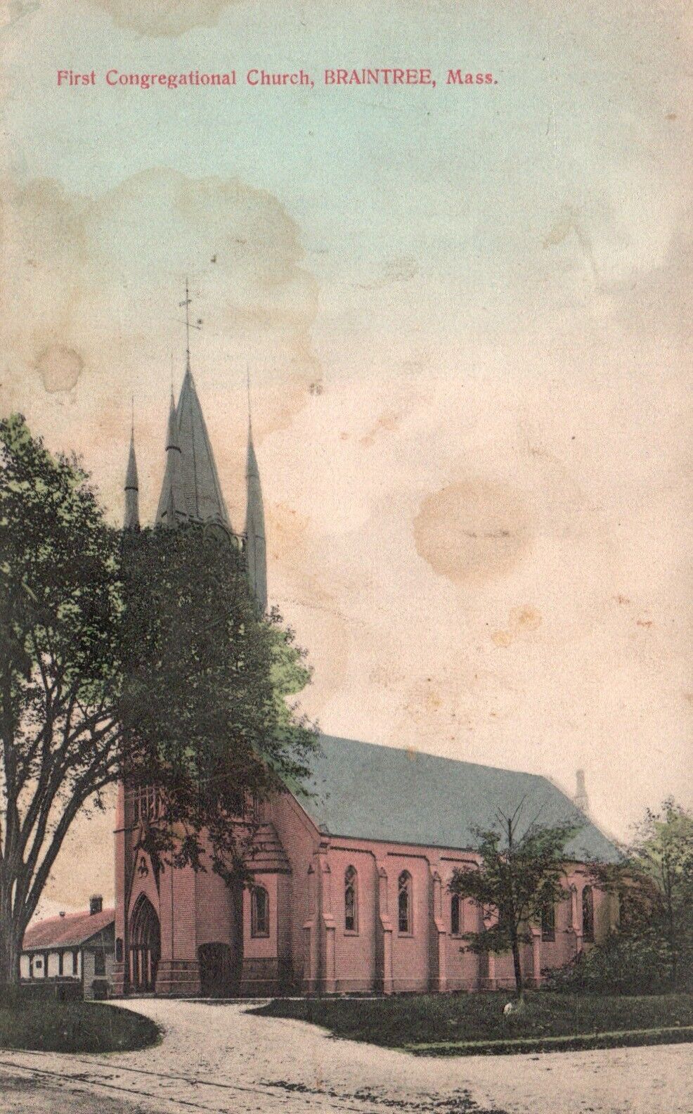 Postcard MA Braintree Mass First Congregational Church Posted Vintage PC G1849