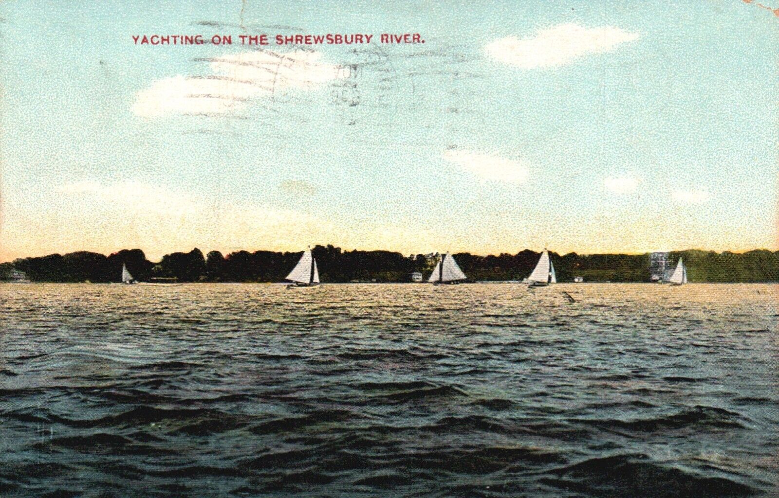 Postcard NJ Posted Long Branch 1911 Yachting on Shrewsbury River Old PC H6545