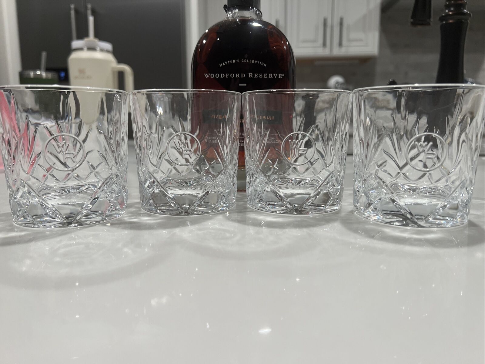 Set of 4/ Woodford Reserve Glencairn Crystal Whiskey Glasses