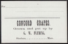 FIVE cards: Concord Grapes Grown & Put Up by G W Fleming Sherborn MA ca 1910 picture