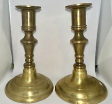 ANTIQUE S. EASTMAN CO. CONCORD, NH #2 SOLID BRASS CANDLE HOLDERS CANDLESTICKS picture