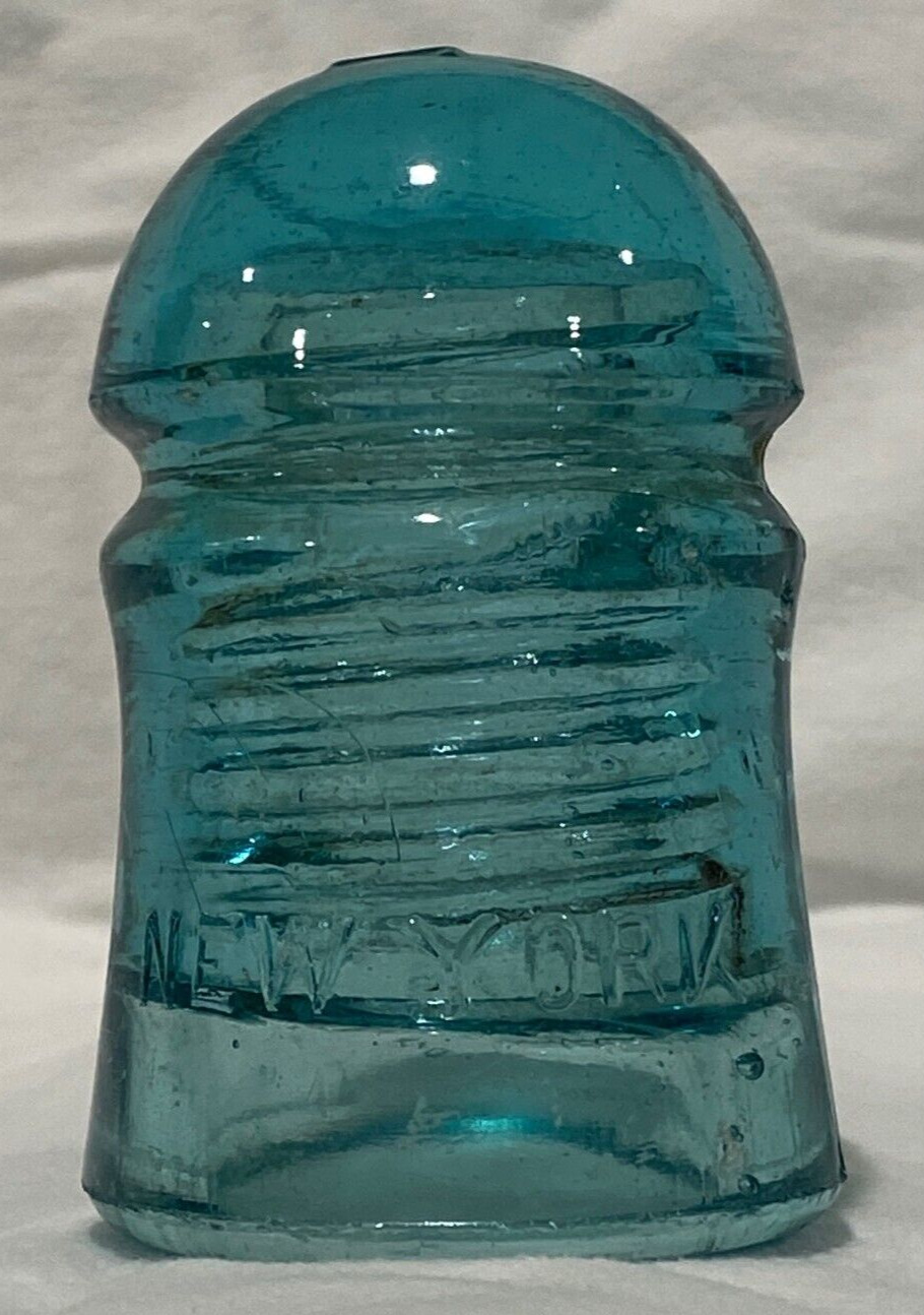 Brookfield New York Insulator, Glass, Aqua Blue