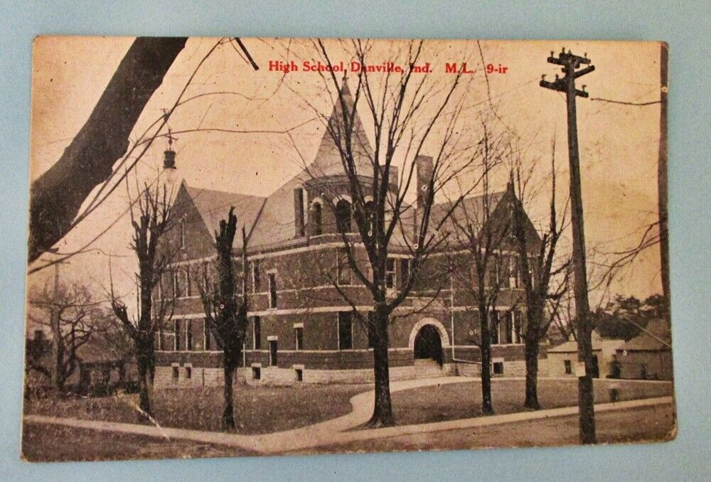 B&W Unposted Postcard PC Danville High School IN CR Childs M.L. 9-ir