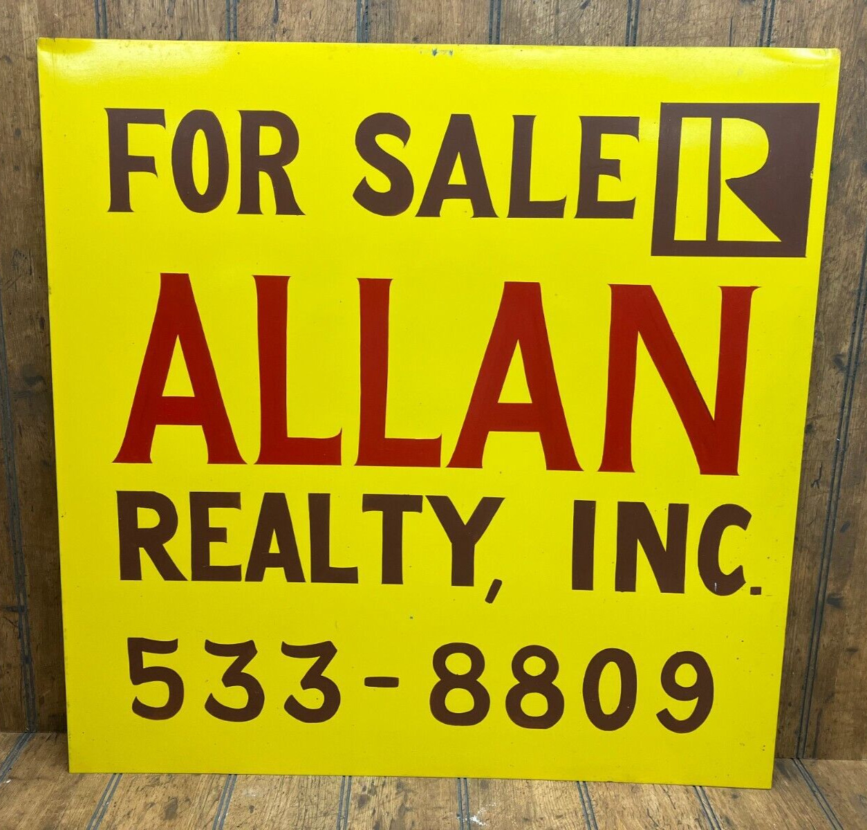 Vintage Allan Realty Realtor Real Estate Advertising Sign Steel Goshen Indiana