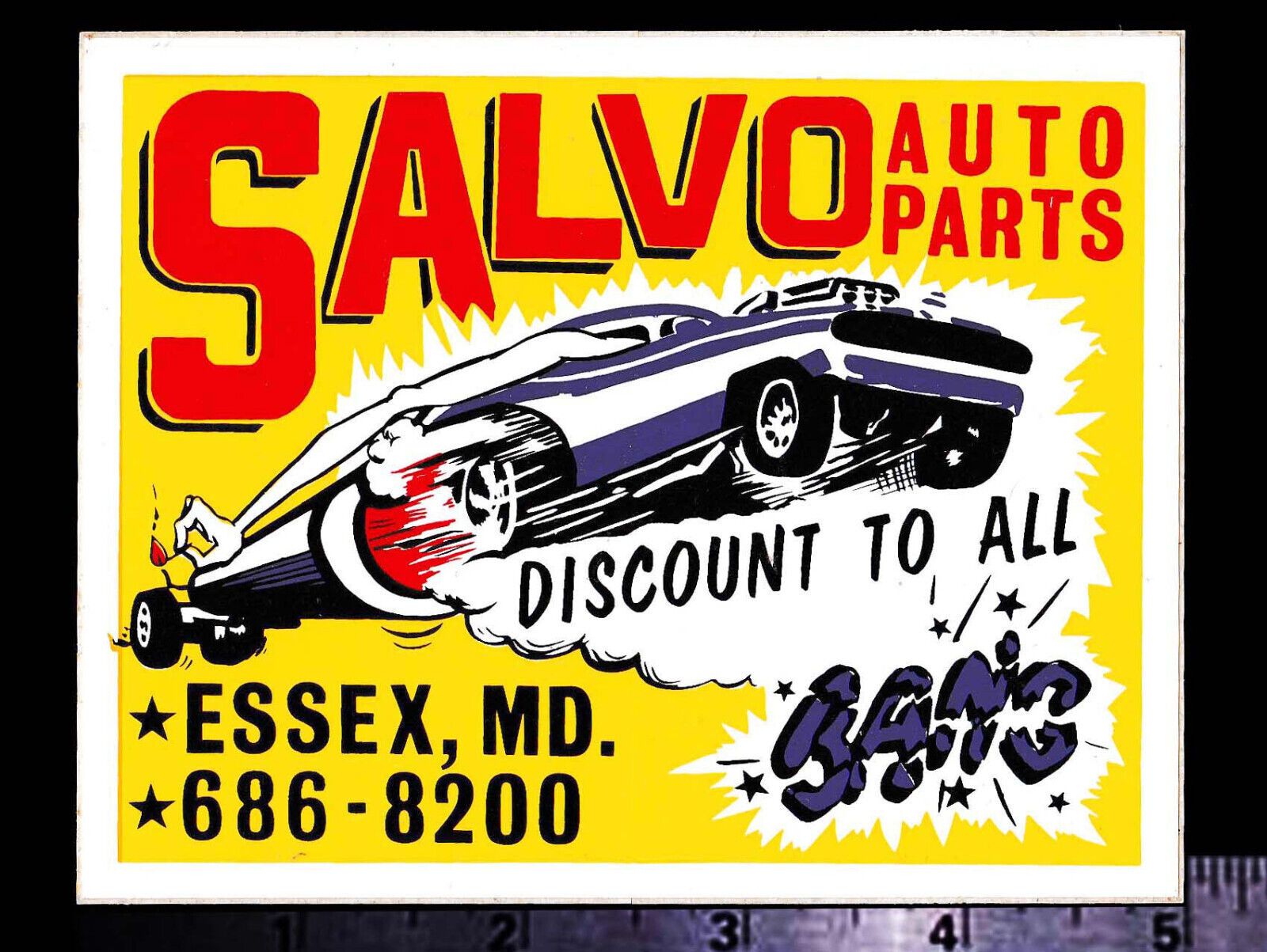SALVO Auto Parts - Essex, MD. - Original Vintage 60's 70's Racing Decal/Sticker