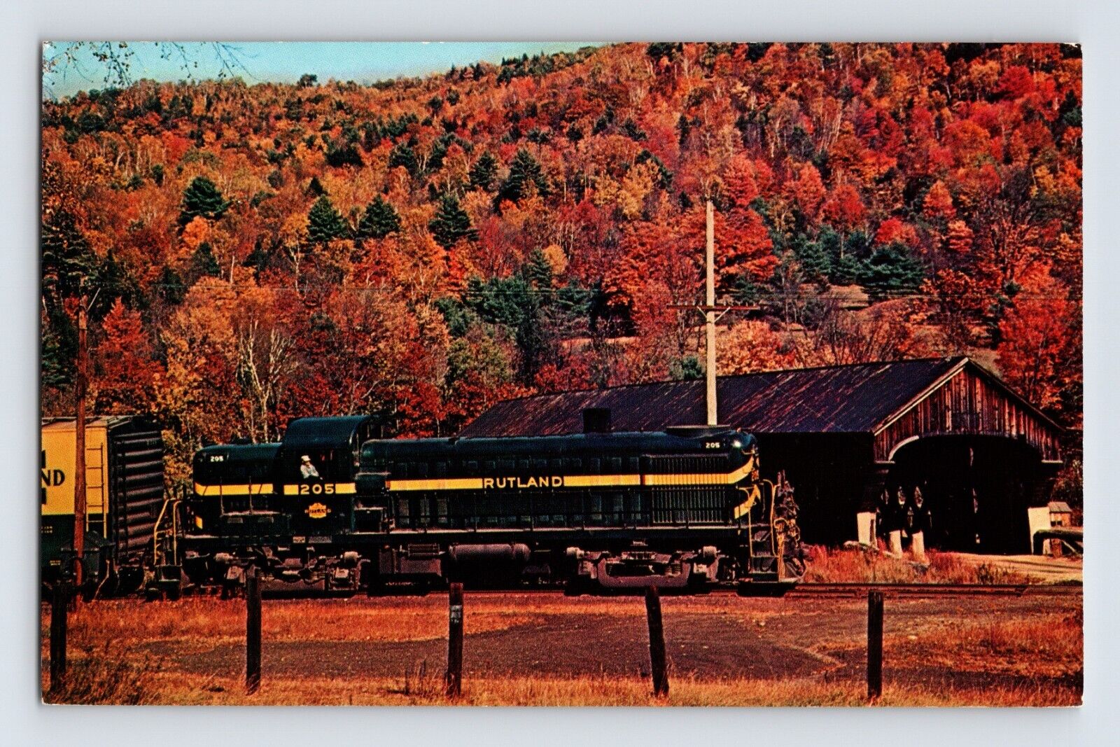 Postcard Railroad Train Rutland Bartonsville Bellows Falls VT 1960s Unposted