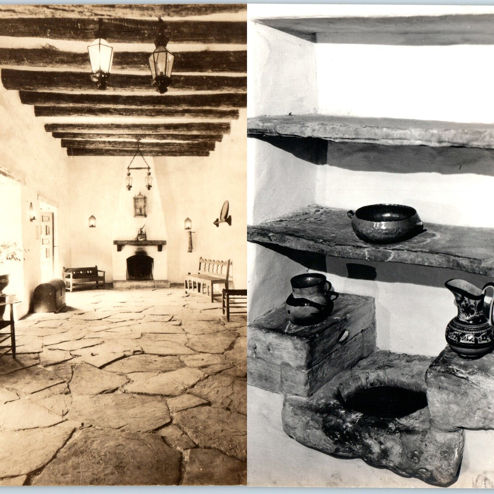 x2 LOT c1910s Old Western House Interior RPPC Mexico West Toilet Real Photo A175