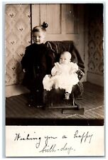 c1910s Candid Children Cute Baby Interior Readsboro VT RPPC Photo Postcard picture