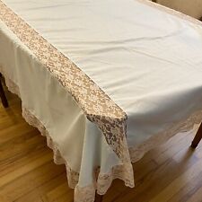 VTG Carlin West Point Pepperell Twin Bed Cover Lace Blue Coverlet Sheet 60s -70s picture