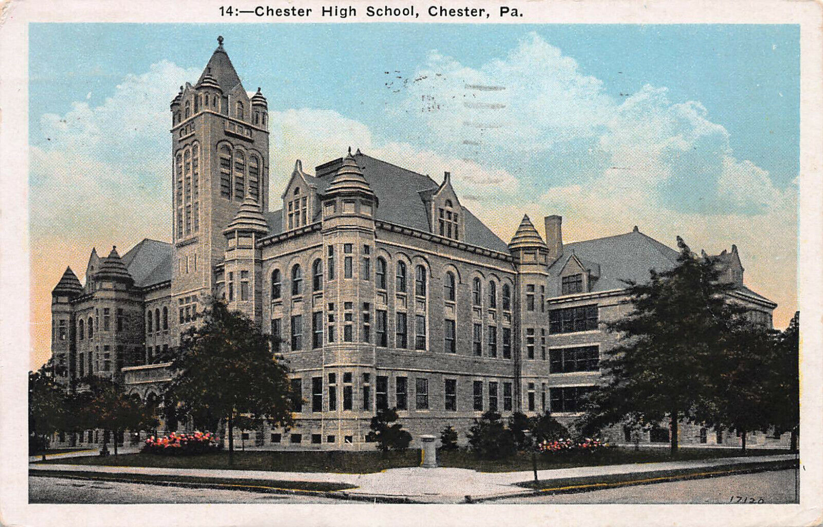 Chester High School, Chester, Pennsylvania, Early Postcard, Used in 1931