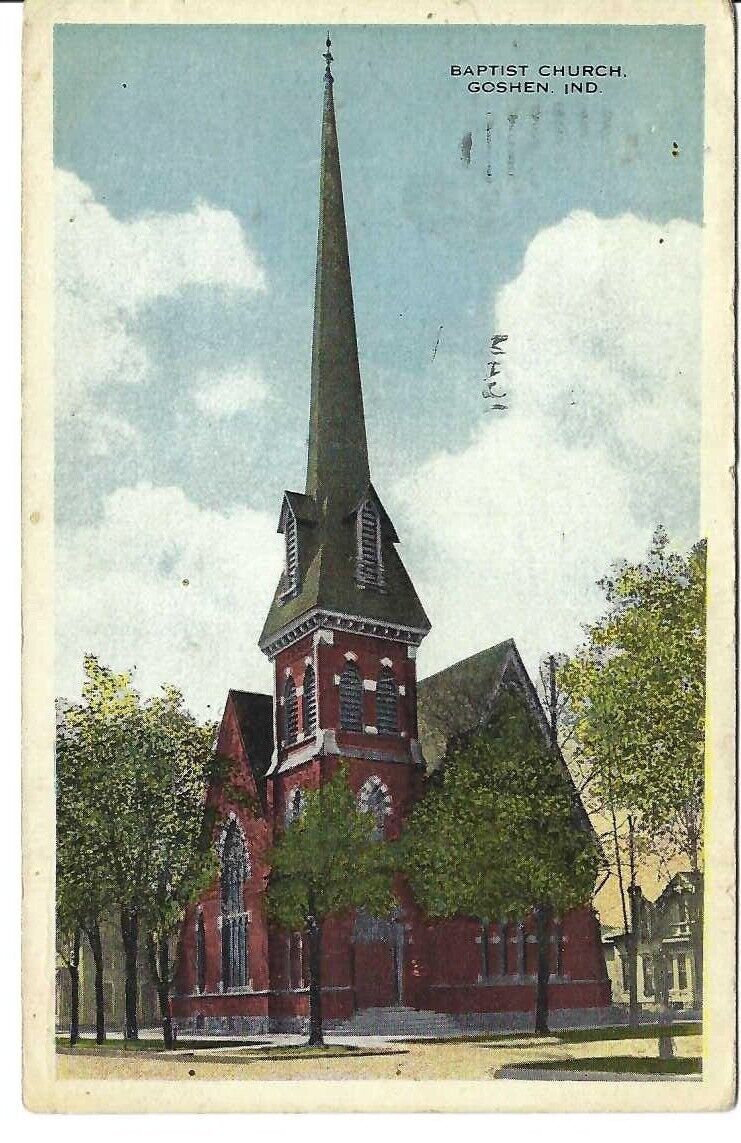 CR-197 IN Goshen Baptist Church White Border Postcard Steeple 