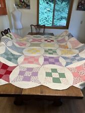 Vintage 1933 Friendship Quilt Feed Sack Handmade/Quilted Embroidered Name 79x80 picture