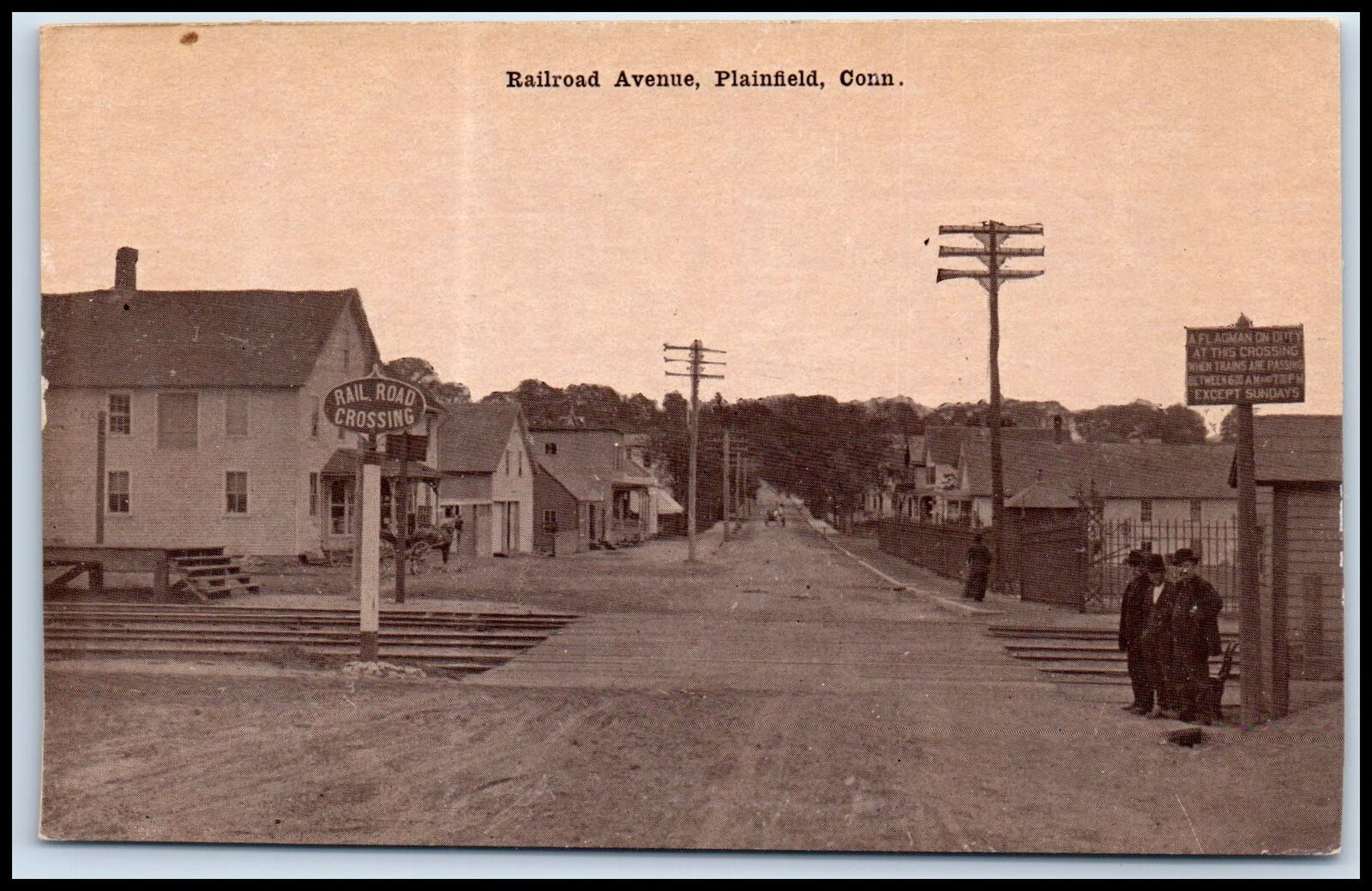 Postcard Rail Road Crossing Railroad Avenue, Plainfield, Conn.   V60