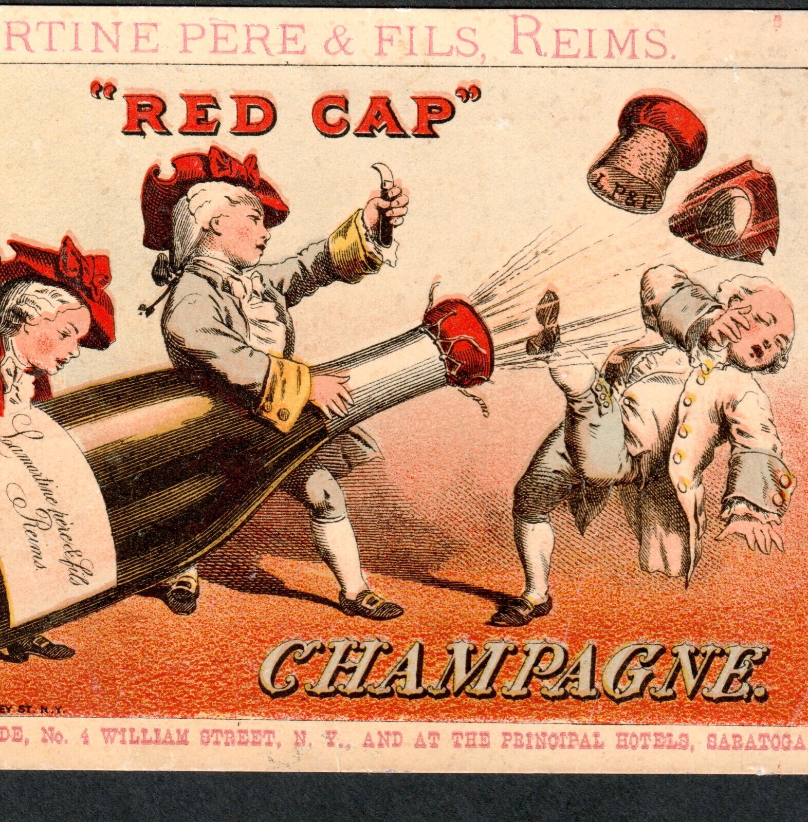 Red Cap Champagne 1800's Wine Saratoga Hatch NY Advertising Victorian Trade Card
