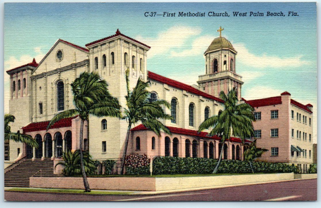 Postcard - First Methodist Church, West Palm Beach, Florida