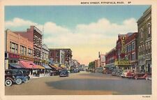 Pittsfield, Massachusetts Postcard North Street Woolworth Palace Theater 1937 G6 picture