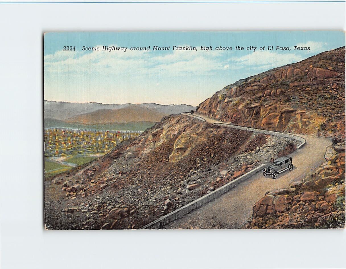 Postcard Scenic Highway around Mount Franklin above El Paso Texas USA
