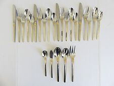 Cambridge 18/8 Stainless Flatware + Serving Pieces Gold Swirl Service for 4 New  picture