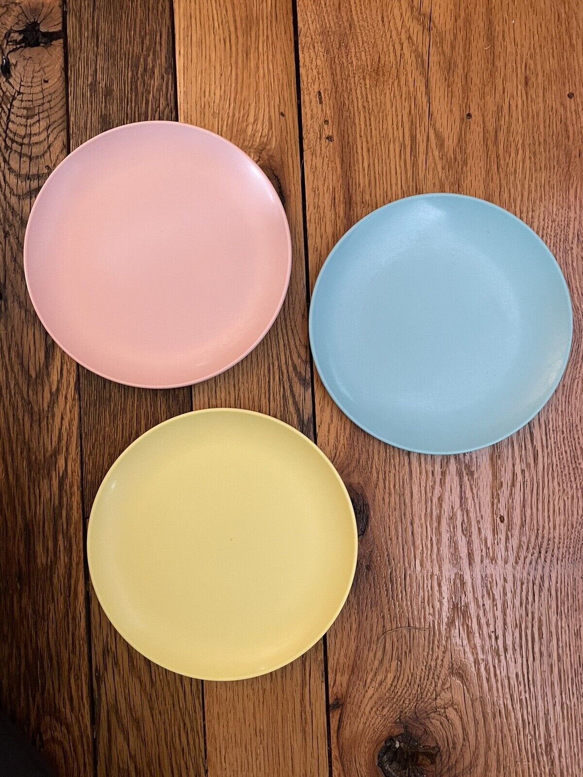 Set of 3 Windsor Melmac Salad Plates #407-2 Pink, Yellow, Blue