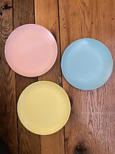 Set of 3 Windsor Melmac Salad Plates #407-2 Pink, Yellow, Blue picture