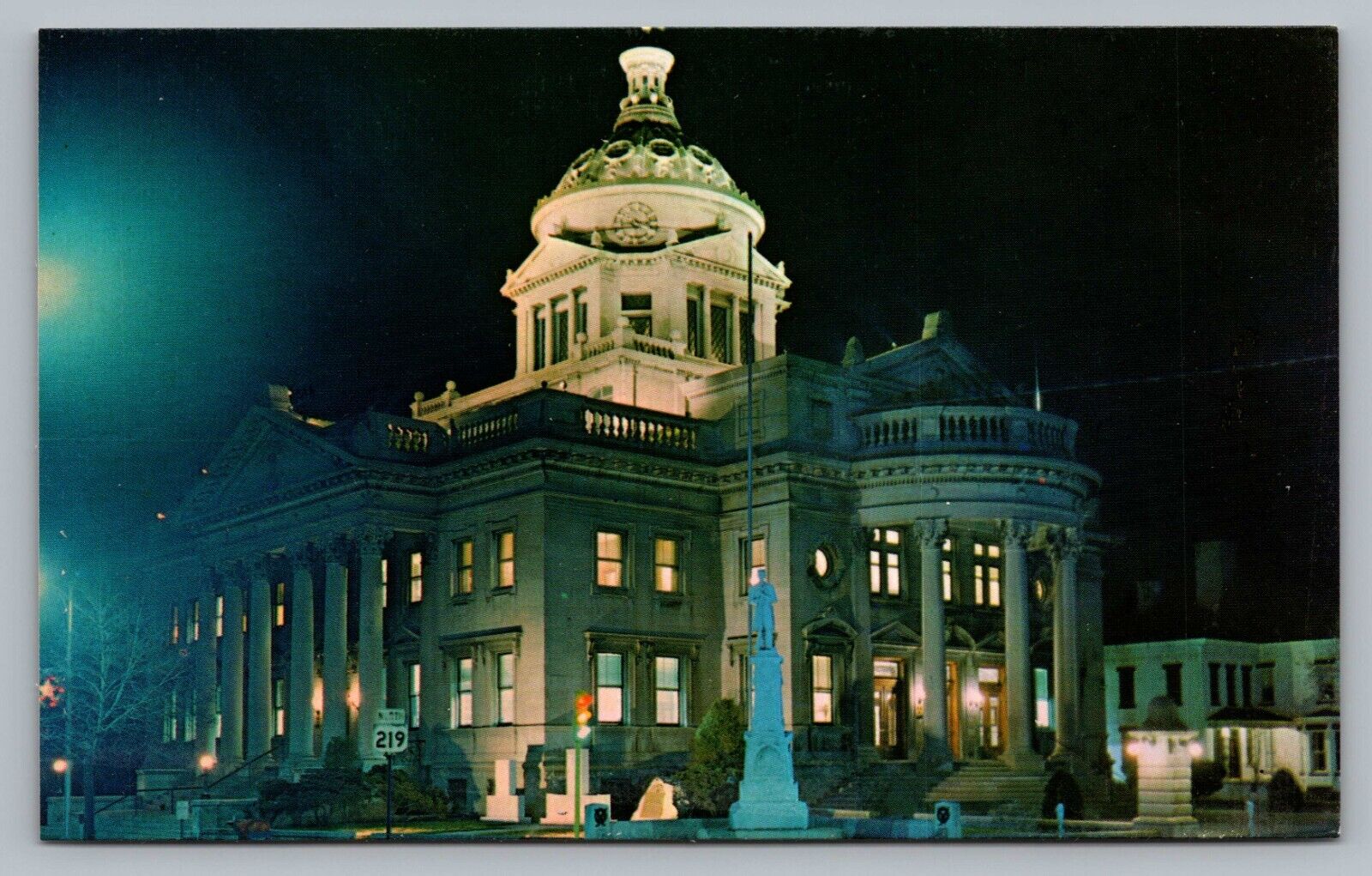 Somerset County PA Courthouse At Night Court House Pennsylvania Postcard Vtg F4