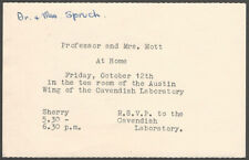 Physics Cavendish Laboratory Sir Nevill Francis Mott 1956 Party Invitation picture