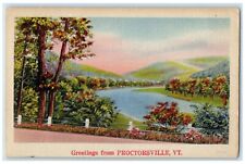 1944 Greetings From Proctorsville Lake Mountains View Vermont VT Posted Postcard picture