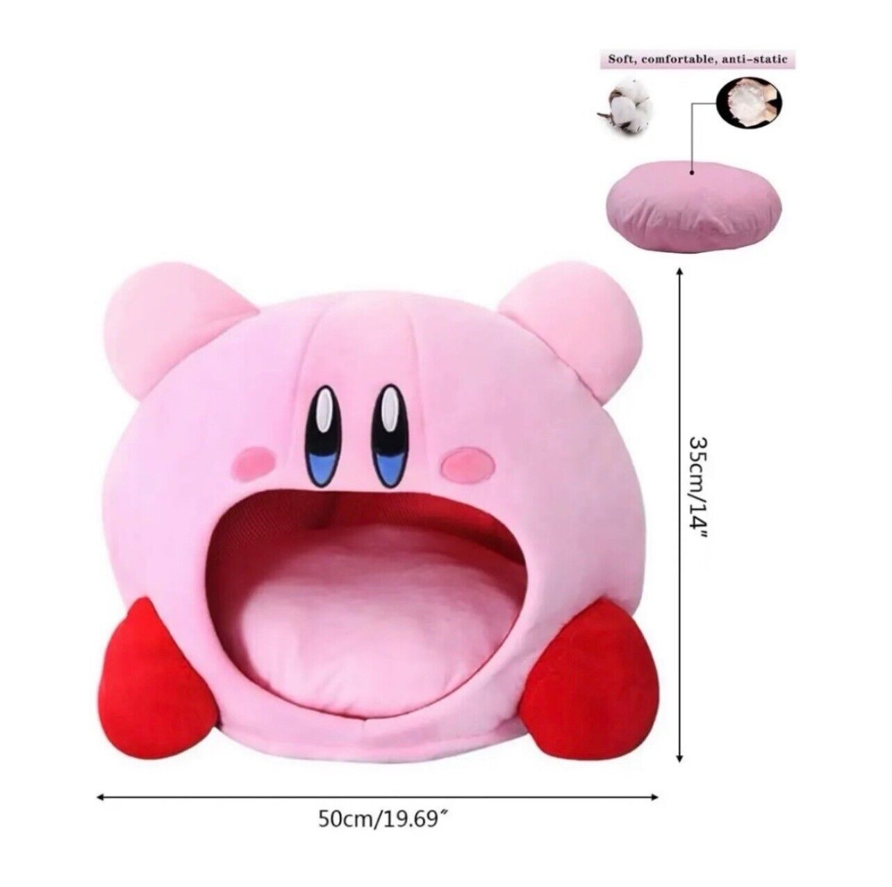 Kirby Plush Nap Sleep Pillow Pet Bed Soft Cosplay Gamer Gift Versatile Kawaii