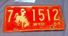 1964 Wyoming Truck License Plate Vintage Goshen County Tag 1512 Bucking Bronco ( picture