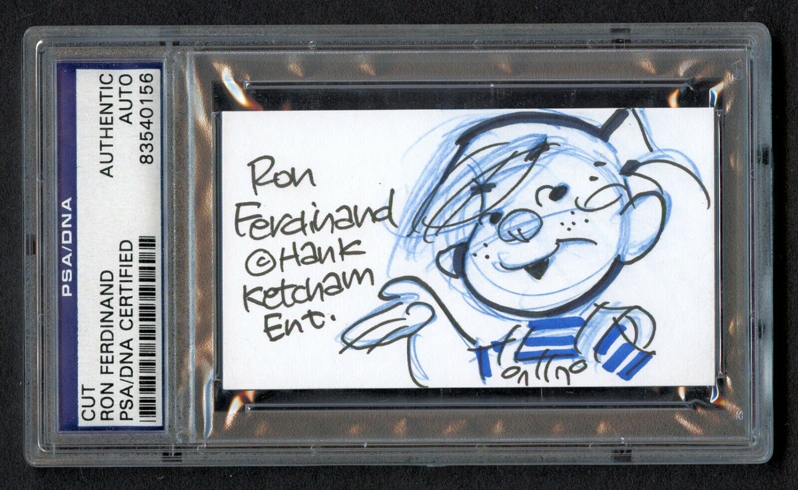 Ron Ferdinand signed auto 2x3.5 cut with Original Sketch Dennis the Menace PSA