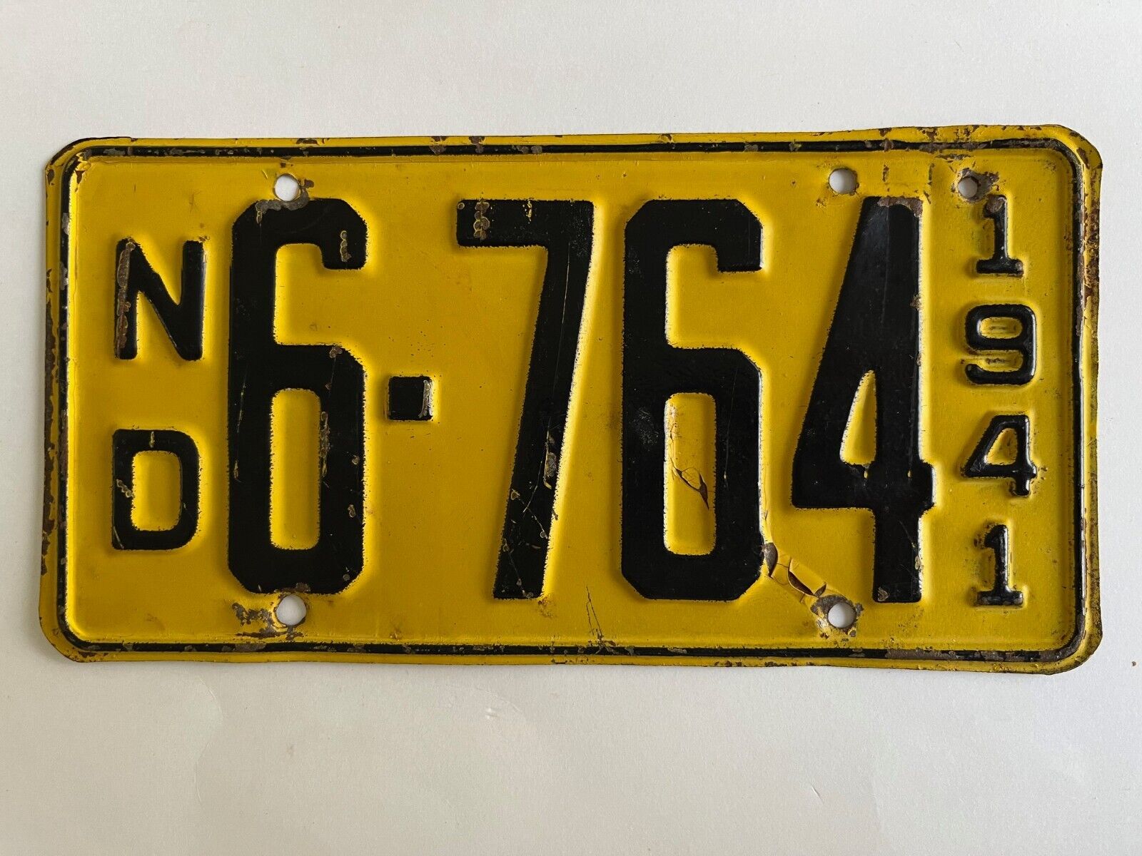 1941 North Dakota License Plate Low Number 4 Digit Shorty 100% All Original