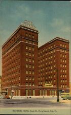 Pennsylvania Erie Richford Hotel Perry Square 1940s cars linen ~ postcard sku853 picture