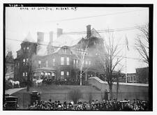 Home of Governor John Alden Dix,Albany,New York,NY,horse drawn carriages,crowd picture