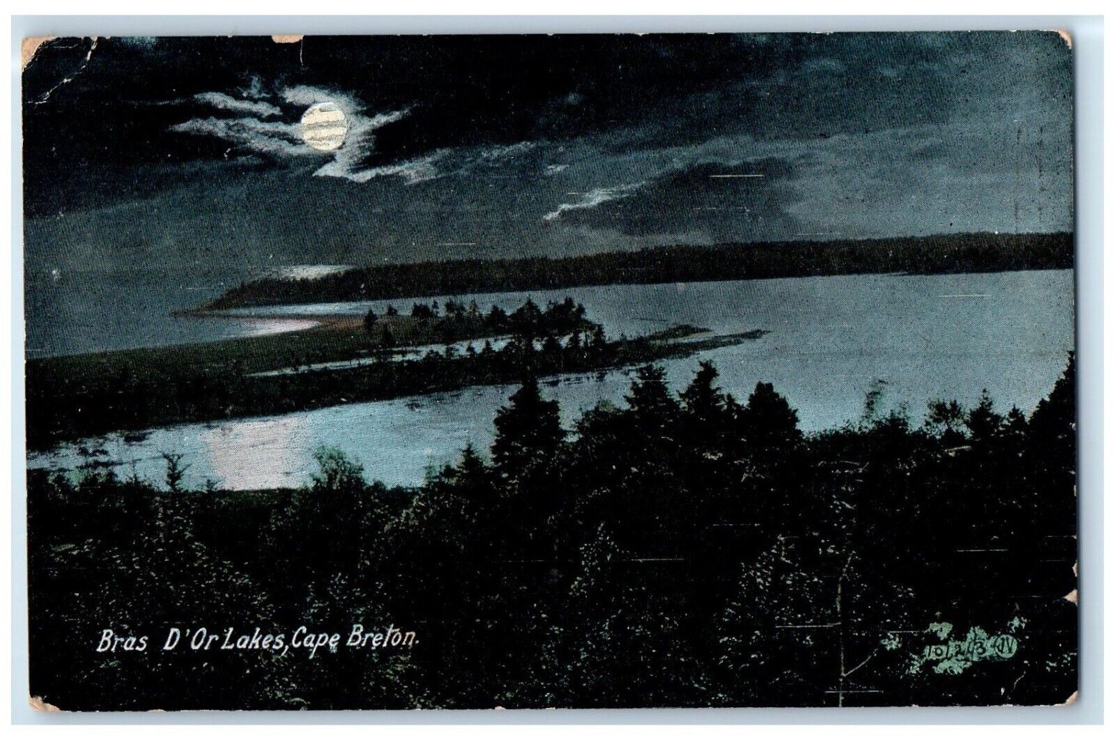 1907 Bras D'Orlakes Cape Breton Night Moon Swanton Vermont VT Souvenir Postcard