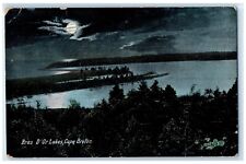 1907 Bras D'Orlakes Cape Breton Night Moon Swanton Vermont VT Souvenir Postcard picture