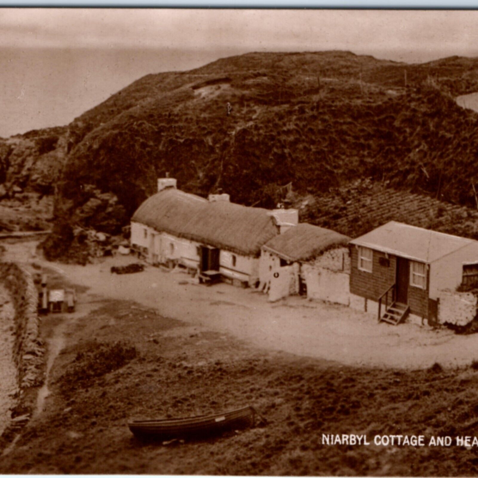 c1940s Niarbyl Cottage & Headland, Isle of Man RPPC Real Photo House IOM UK A132