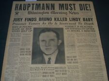 1935 FEBRUARY 14 WILMINGTON NEWS NEWSPAPER - HAUPTMANN MUST DIE - NT 7291 picture